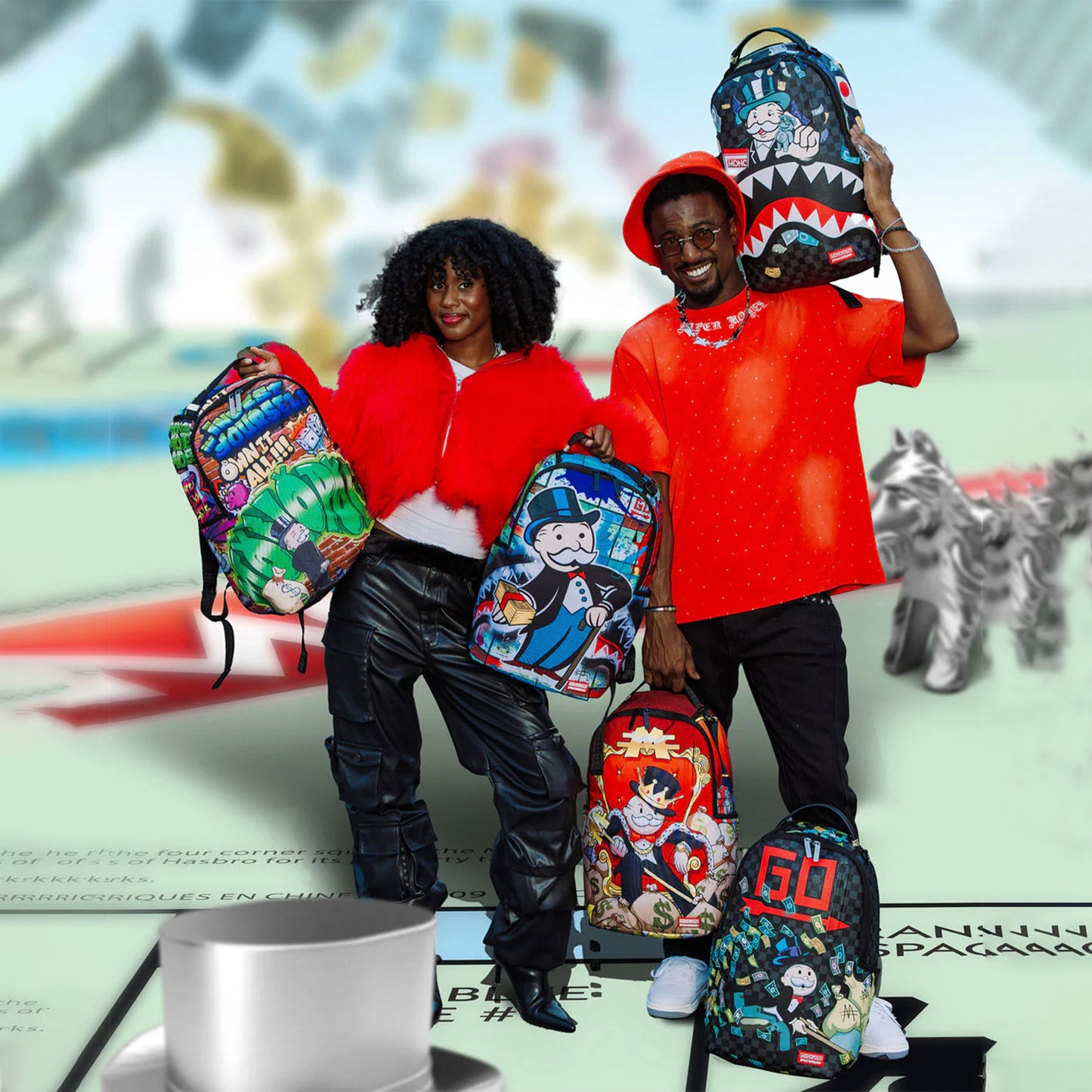 Mochila Urbano Unisex Sprayground Dlxsv Monopoly X Sprayground Characters