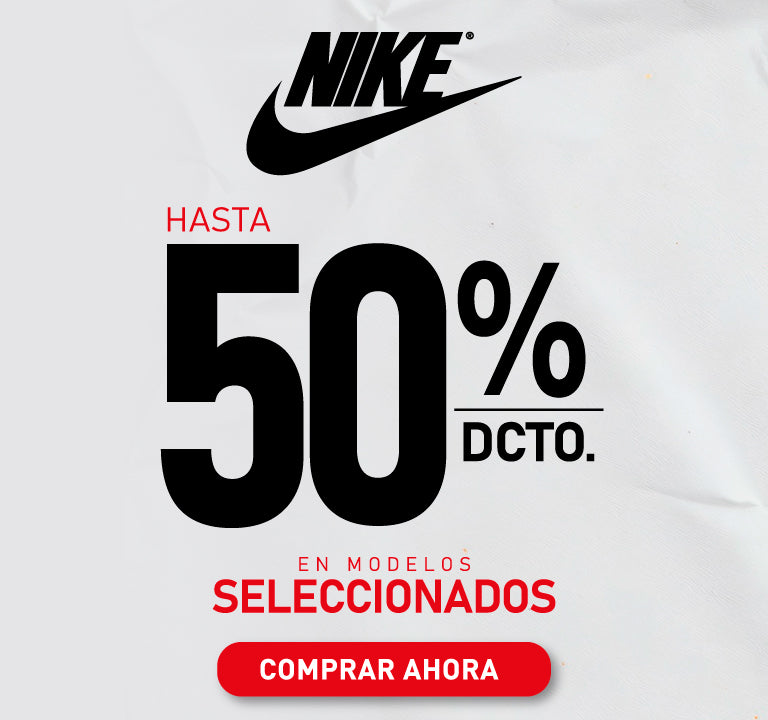 Banner promoción Nike 50% descuento Cyber Mobile