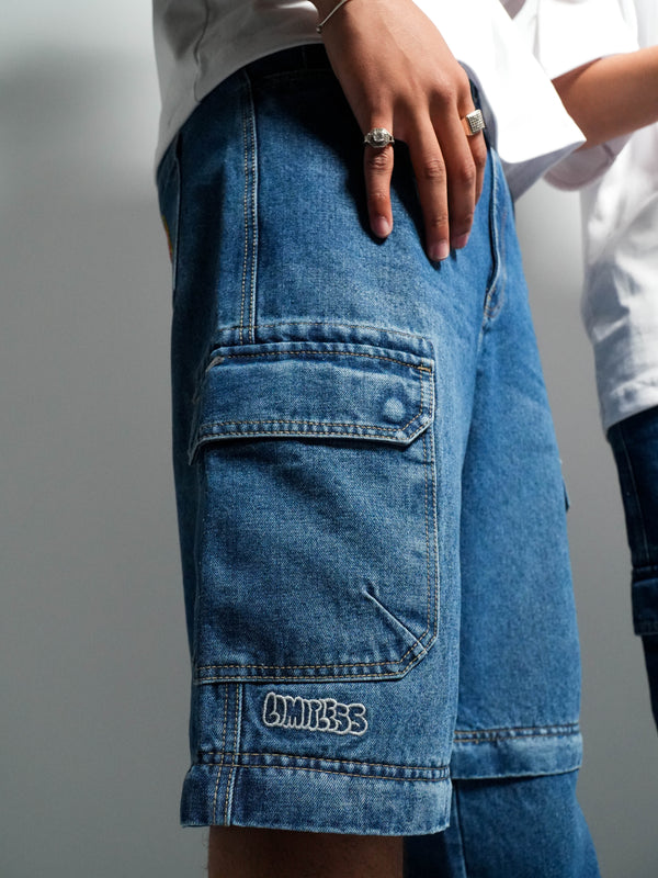 Pantalones Urbano Unisex Limitless Navy Denim Cargo Pants Desplegable