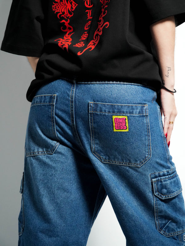Pantalon Unisex Limitless Denim Cargo Desplegable Azul